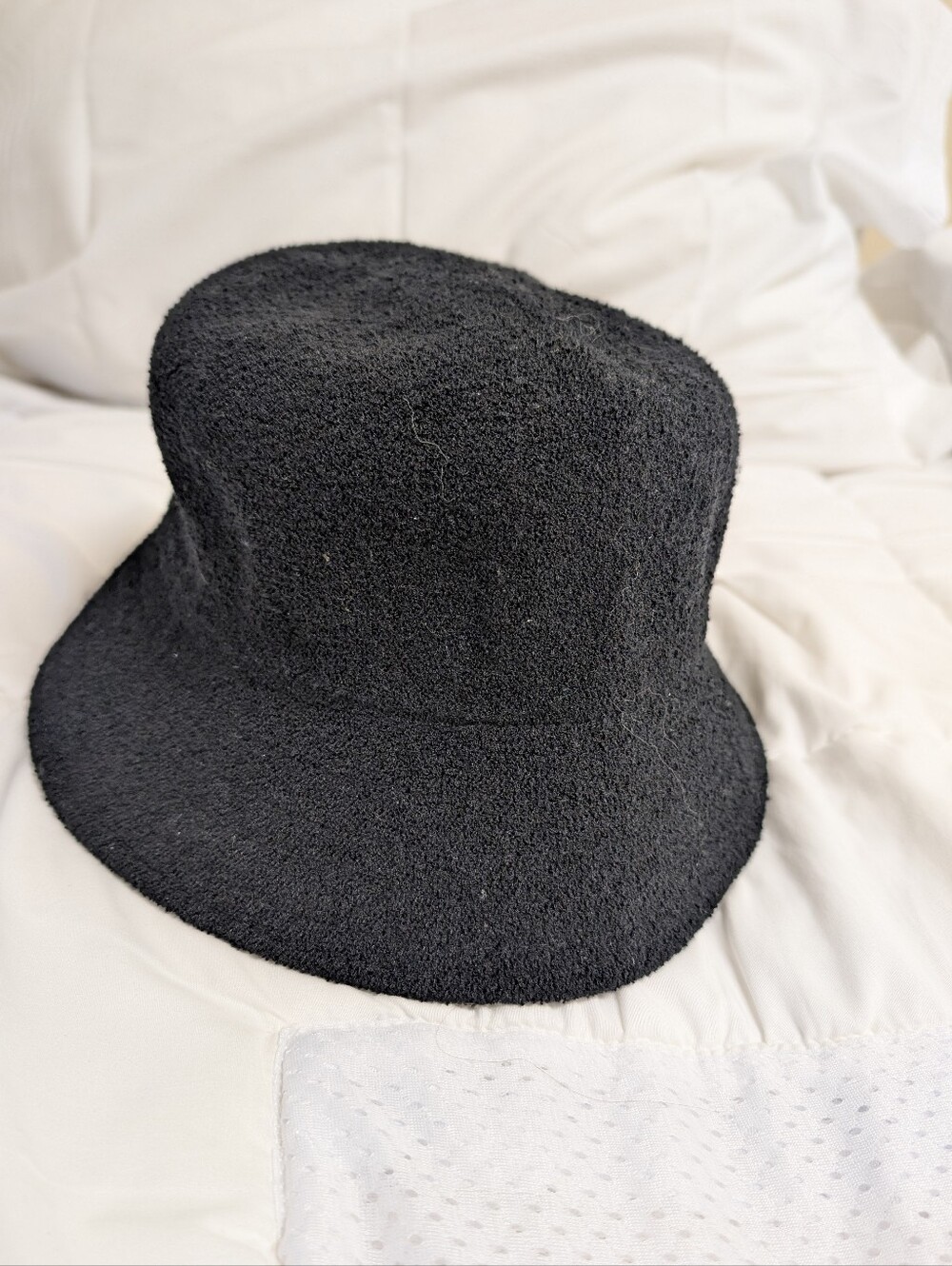 Black Bucket Hat - Women's Casual Terry Texture